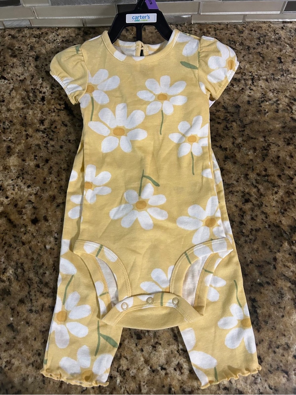 Carter's Yellow Daisy Short-Sleeve One-Piece Romper